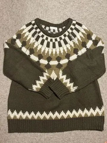 MUHET(뮤에타) 노르딕 무늬 긴팔 니트 올리브