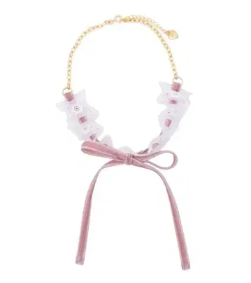레이스 데코 초커 핑크 리본