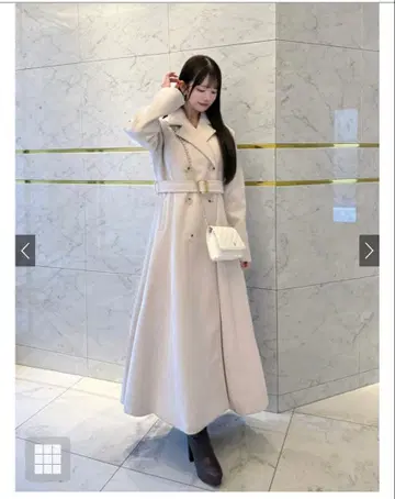 벨트 포함 페이크 울 플레어 롱 코트 새상품 미사용품 택 포함