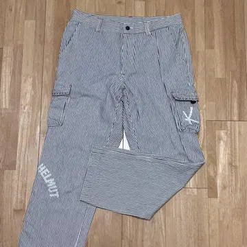 칼 헬무트/Karlhelmet 스트라이프 팬츠 로고 빨간색 스티치