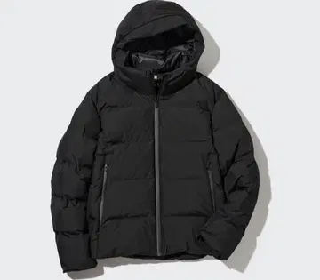 유니클로 심리스 다운 자켓 후드티 블랙 xl