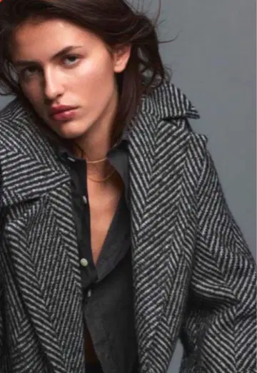 완판템! ZARA 자라 헤링본 롱 코트 빅 실루엣 M