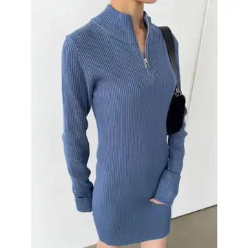 EMODA 블루 리브 니트 원피스 (지퍼 포함)