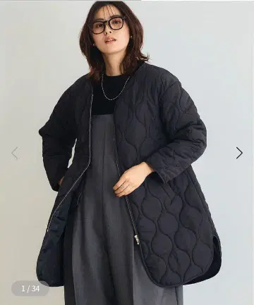 노카라 퀼팅 코트 블랙