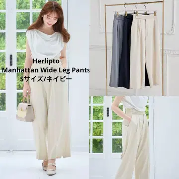Herlipto 맨해튼 와이드 레그 팬츠 S 네이비