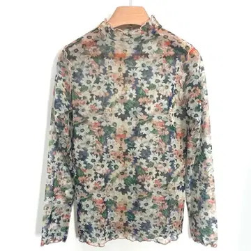 POPPY 아사기니요 시스루 상의 꽃무늬