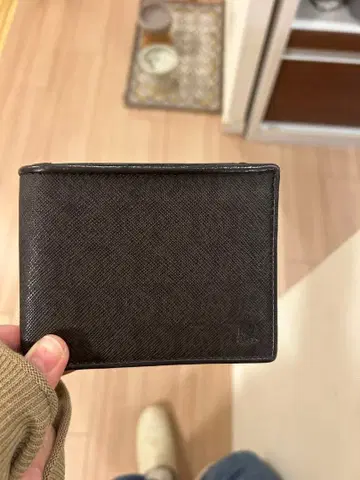 블랙 가죽 이단 접이식 지갑