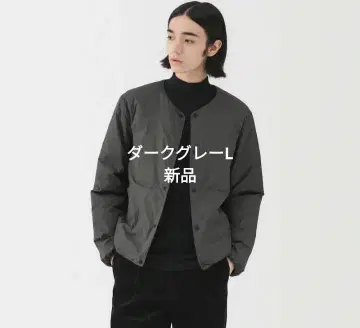 새상품 무인양품 발수 다운 포켓터블 노카라 자켓 다크 그레이 L