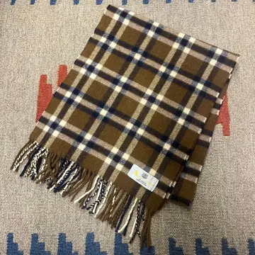 아쿠아 스큐텀 울 체크 머플러 영국제 브라운