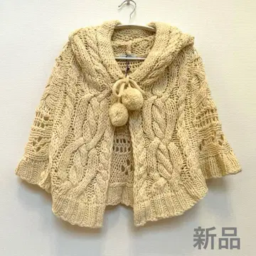 새상품 hyphen world 아이보리 케이블 니트 판초 Free 사이즈