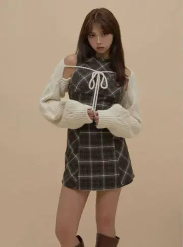 앤드마리 Mimi 체크 세트 미니 드레스 ANDMARY