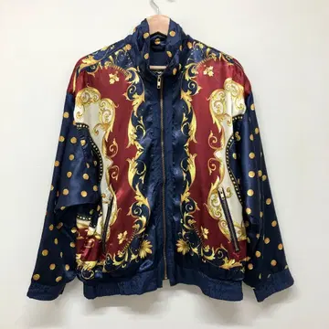 80's 90's 디자인 올 패턴 나일론 블루종 자켓