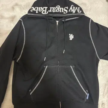 MySugarBabe MSB 블랙 후드티 지퍼 후드티 더블 지퍼