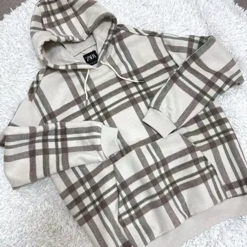 ZARA 체크 후드티 M 사이즈