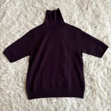 Plidoul 여성용 7부 소매 니트 F 울 터틀넥 퍼플