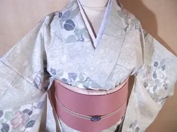 츠무기 기모노 ( 동백 문양 ) 화장 65.5 순수 실크 새상품급