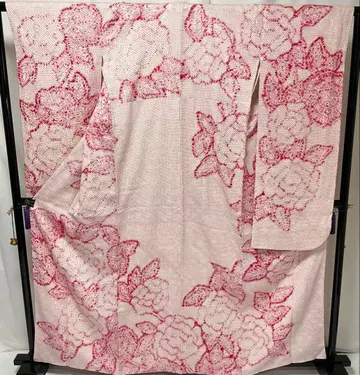 C243 순수 실크 후리소데 총시보리 기모노