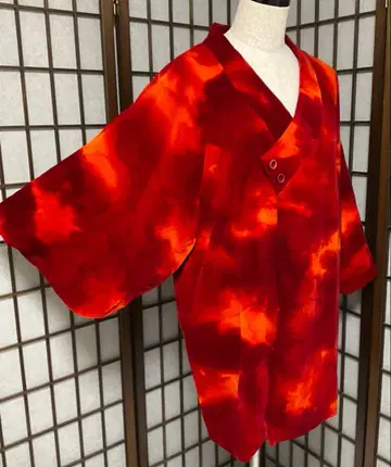 C244 파일 레이온 벨벳 일본 의류 코트 컨디션 최상 기모노