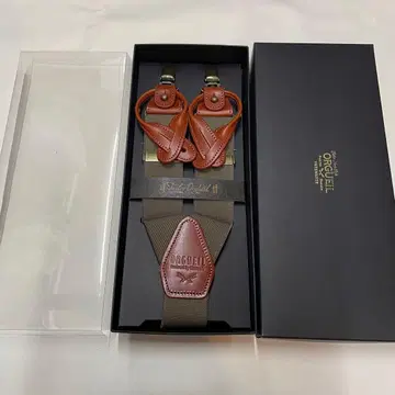 오르게유 밀리터리 서스펜더 그린 레더 브라운 7325