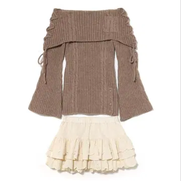 andmary Corrie 레이스 니트 세트업 모카