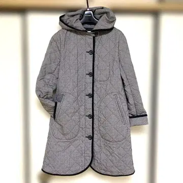 Macintoshphilosophy 하운드투스 패턴 후드 부착 퀼팅 코트