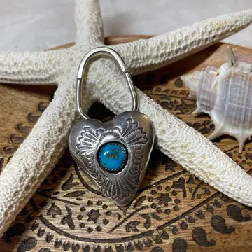 실버 키링 하트 터콰이즈