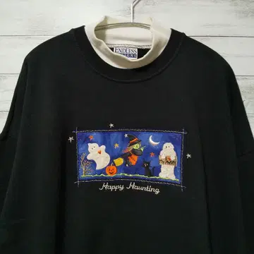 90s ENDLESS USA제 레트로 자수 맨투맨 레이어드 넥