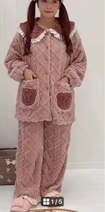 프릴 모코모코 귀여운 아오키 미사코 m Petit 곰 파자마 핑크