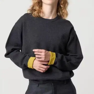 새상품 6(ROKU) 코튼울 밀라노 리브 크루넥 풀오버 니트