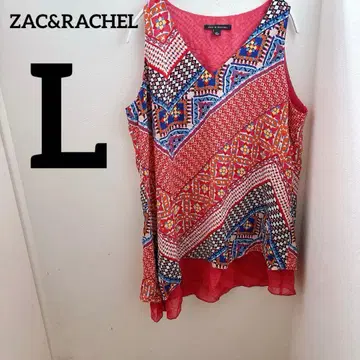 ZAC&RACHEL [ L ] 슬리브리스 상의 멀티 컬러 레드 V넥