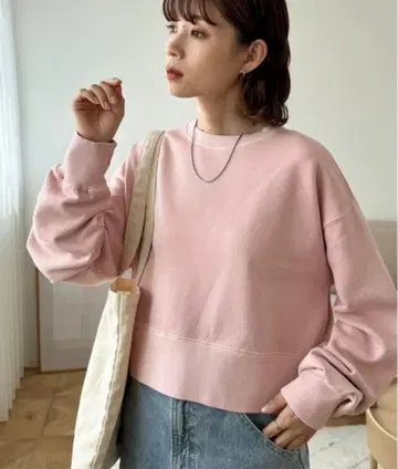 [Discort] 숏 기장 컬러 맨투맨 ( 핑크 )