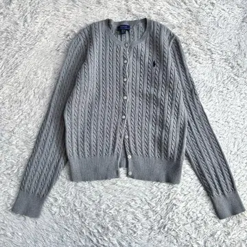 폴로 랄프 로렌 케이블 니트 코튼 가디건 L 자수 그레이