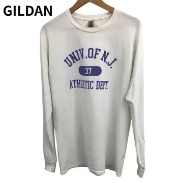 길단 T셔츠 로고 칼리지 긴팔 티셔츠 프린트 화이트 둥근넥 M