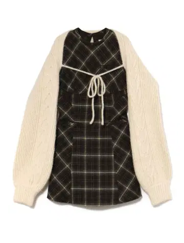 ANDMARY Mimi 체크 세트 미니 드레스 브라운