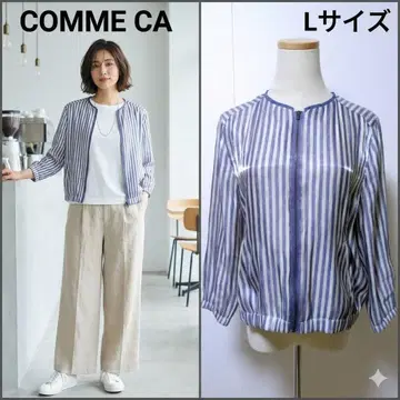 새상품급 코무사 스트라이프 블루종 11호 L 일본제 노카라 새틴