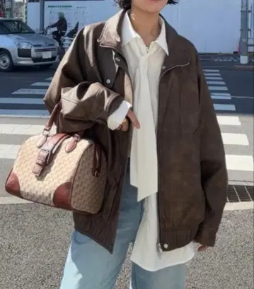 [ 새상품 ] JEANASIS 빈티지 가죽 BIG 블루종