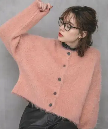 [JEANASIS] 리치 샤기 숏 가디건 (핑크)