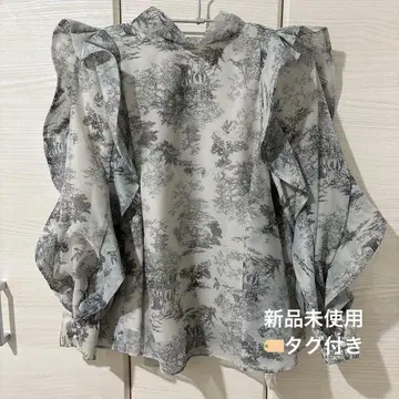 SNIDEL 오간 시스루 블라우스 투왈 드 주이