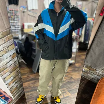 JCPenney 올림픽 L 나일론 자켓 블랙/파랑/화이트 바이컬러