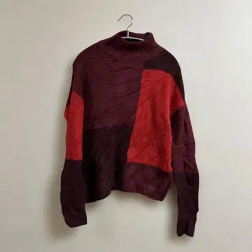 패치워크 터틀넥 니트