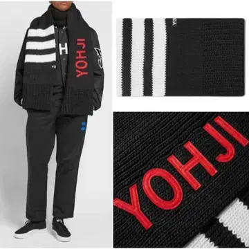 Y-3 블랙 머플러 227x30 cm