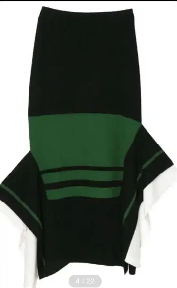 [ 미사용 새상품 ] 언리드 2톤 보더 아지메 니트 스커트 블랙 그린