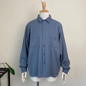 50s 60s 울 박스 셔츠 빈티지 구제 의류 스카이블루 라이트 블루