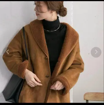 어반 리서치 도어즈 페이크 무스탕 숄카라 자켓 브라운