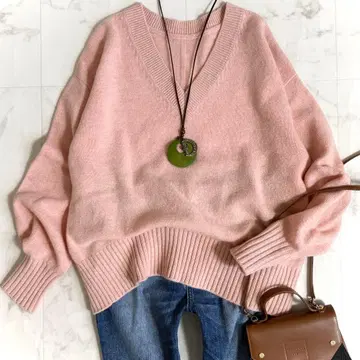 [ 새상품 ] Vin 야마다야 울 캐시미어 홀가먼트 니트 38 핑크