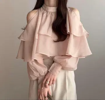 yourmle open shoulder blouse pink beige