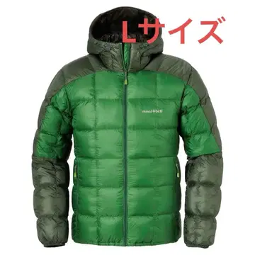 새상품 mont-bell 스페리오 다운 후드티 L 사이즈 그린 바이컬러