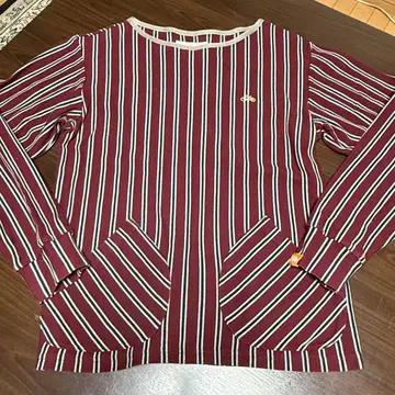 sou sou 소우소우 자전거 자수 스트라이프 패턴 포켓 부착 긴팔 상의