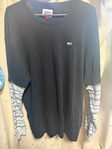 TOMMY JEANS 긴팔 티셔츠 S 블랙 스트라이프