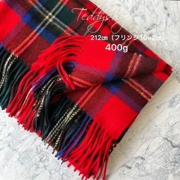 최고급 캐시미어 100% 대형 스톨 레드 체크